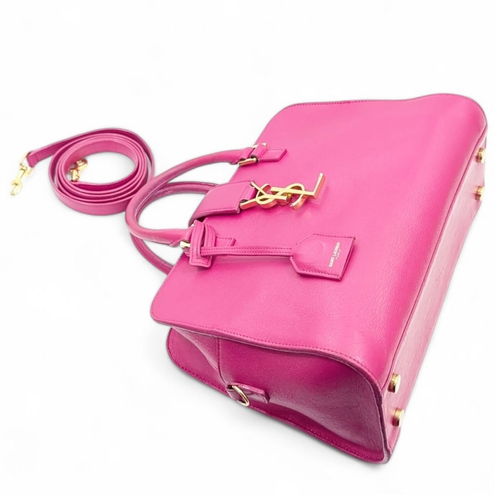 ✨️💎Authentic YSL Yves Saint Laurent Baby cabas Hot Pink Crossbody Bag - Picture 11 of 16